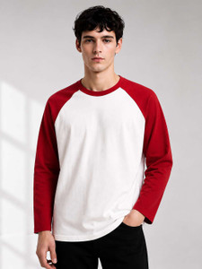 MK Digital Colorblock Men Round Neck Red T-Shirt