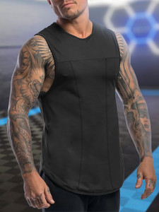 CHKOKKO Solid Men Round Neck Black T-Shirt