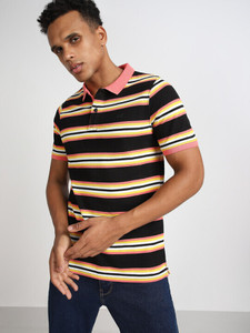 LEE Striped Men Polo Neck Multicolor T-Shirt