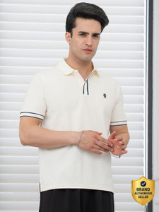 RED TAPE Men Beige Polo Neck T-Shirt - Image 6