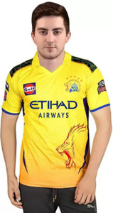 teky Printed, Typography Men Polo Neck Yellow T-Shirt