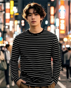 HouseOfCommon Men Black Striped T-Shirt - Image 5