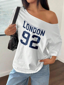 Calm Down Printed Women Round Neck White T-Shirt