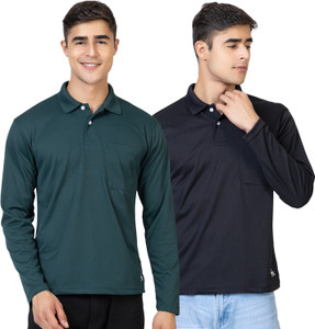 YHA Solid Men Polo Neck Multicolor T-Shirt