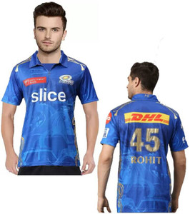 rjm Printed Men Polo Neck Blue T-Shirt