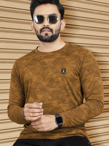 VeBNoR Printed Men Round Neck Yellow T-Shirt