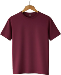 MAHA Solid Men Round Neck Maroon T-Shirt
