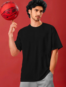 ट्रिपर पुरुषों के लिए गोल गला सॉलिड काला टी-शर्ट