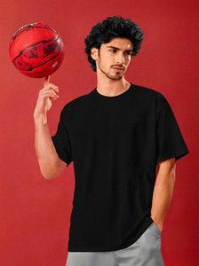 TRIPR Solid Men Round Neck Black T-Shirt