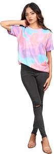 SHRIEZ Tie & Dye Women Round Neck Multicolor T-Shirt