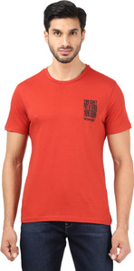 Wrangler Solid Men Round Neck Maroon T-Shirt