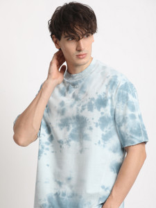 THE BEAR HOUSE Tie & Dye Men Round Neck Blue T-Shirt