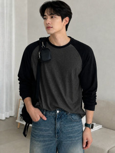 IMSA MODA Colorblock Men Round Neck Grey, Black T-Shirt