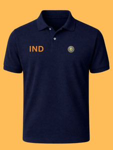 Zoobang Graphic Print Men Polo Neck Navy Blue T-Shirt