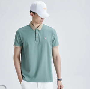 DLooK Designer Solid Men Polo Neck Light Green T-Shirt