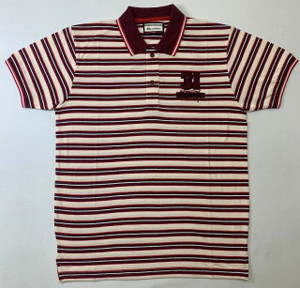 MARRINER Striped Men Polo Neck Maroon T-Shirt - Image 4