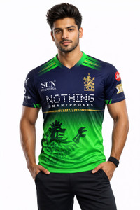 IZON Printed Men V Neck Green T-Shirt