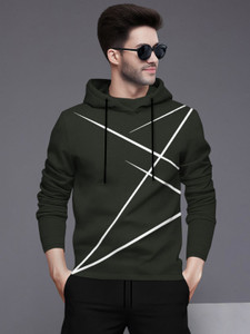 BLIVE Printed Men Hooded Neck Dark Green T-Shirt