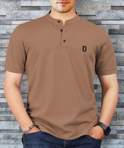 VeBNoR Solid Men Polo Neck Brown T-Shirt