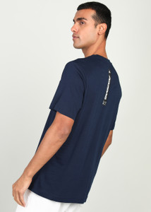 ADIDAS Solid Men Round Neck Blue T-Shirt