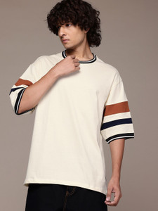 Roadster Solid Men Round Neck White T-Shirt