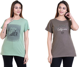 RG BY SS CLOTHING Printed Women Round Neck Multicolor T-Shirt