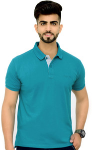 3BROS Solid Men Polo Neck Green T-Shirt