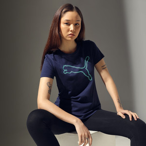 PUMA Printed Women Crew Neck Blue T-Shirt