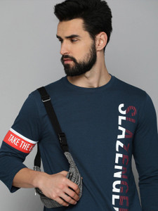 SLAZENGER Sporty Men Round Neck Dark Blue T-Shirt
