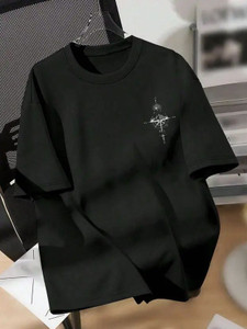 annnackel Graphic Print Men Round Neck Black T-Shirt