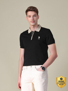 U.S. Polo Assn. Men Black Polo Neck T-Shirt - Image 6