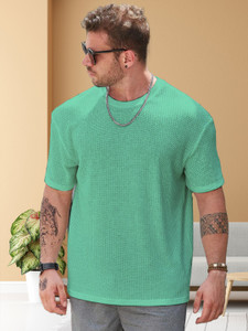 Madfrog Solid Men Round Neck Green T-Shirt