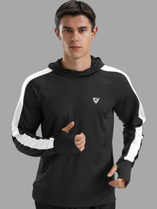 EyeBogler Solid Men Hooded Neck Black T-Shirt