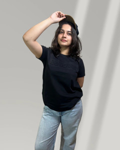 GRAY SPACE Printed Women Round Neck Blue T-Shirt