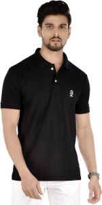 Jeiri Solid Men Polo Neck Black T-Shirt