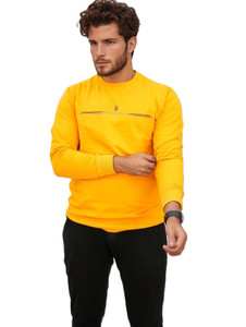 BlueFicus Printed, Typography Men Round Neck Yellow T-Shirt