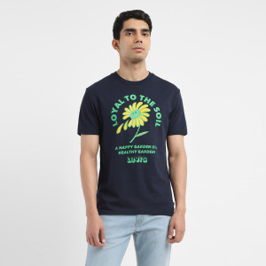 LEVI'S Printed, Typography Men Round Neck Navy Blue T-Shirt