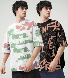 TRIPR Printed Men Round Neck White, Green, Black, Pink T-Shirt