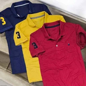 Bliss Bell Solid, Printed Men Polo Neck Multicolor T-Shirt