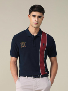 U.S. POLO ASSN. Colorblock Blue Polo Neck T-Shirt - Image 6