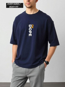 UrGear Printed Men Round Neck Dark Blue T-Shirt