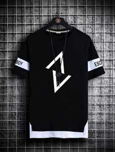 KASPY Printed Men Round Neck Black T-Shirt