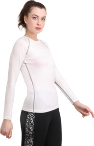 ट्रेन हार्ड एव्रीडे महिलाओं के लिए गोल गला सॉलिड सफेद टी-शर्ट