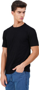 Terncart Solid Men Round Neck Black T-Shirt
