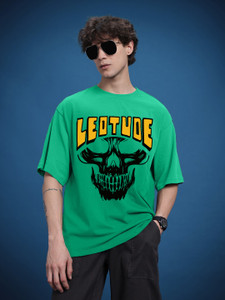 Leotude Printed Men Round Neck Green T-Shirt