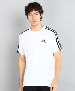 ADIDAS Solid Men Round Neck White T-Shirt