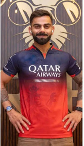 MSV Printed Men V Neck Blue, Red T-Shirt