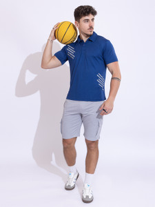 ARMISTO Sporty Men Polo Neck Blue T-Shirt