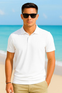 HilGar Solid Men Polo Neck White T-Shirt