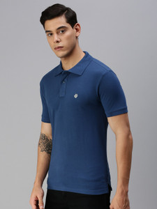 ONN Solid Men Polo Neck Blue T-Shirt
